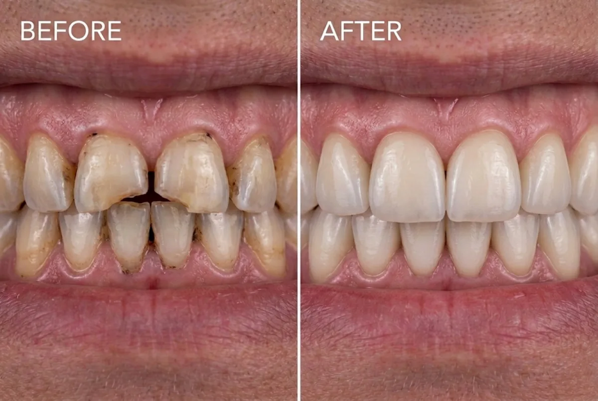Zirconia crown restoration before and after