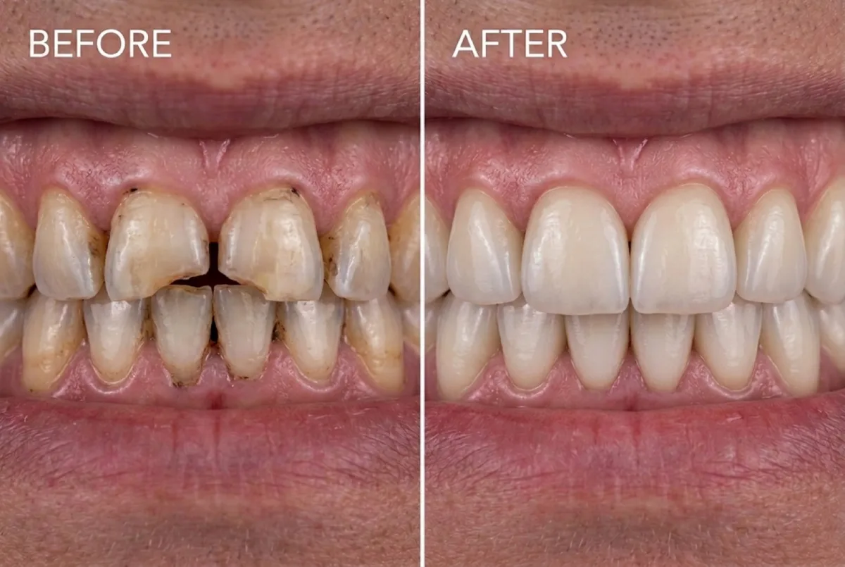 Zirconia crown restoration before and after