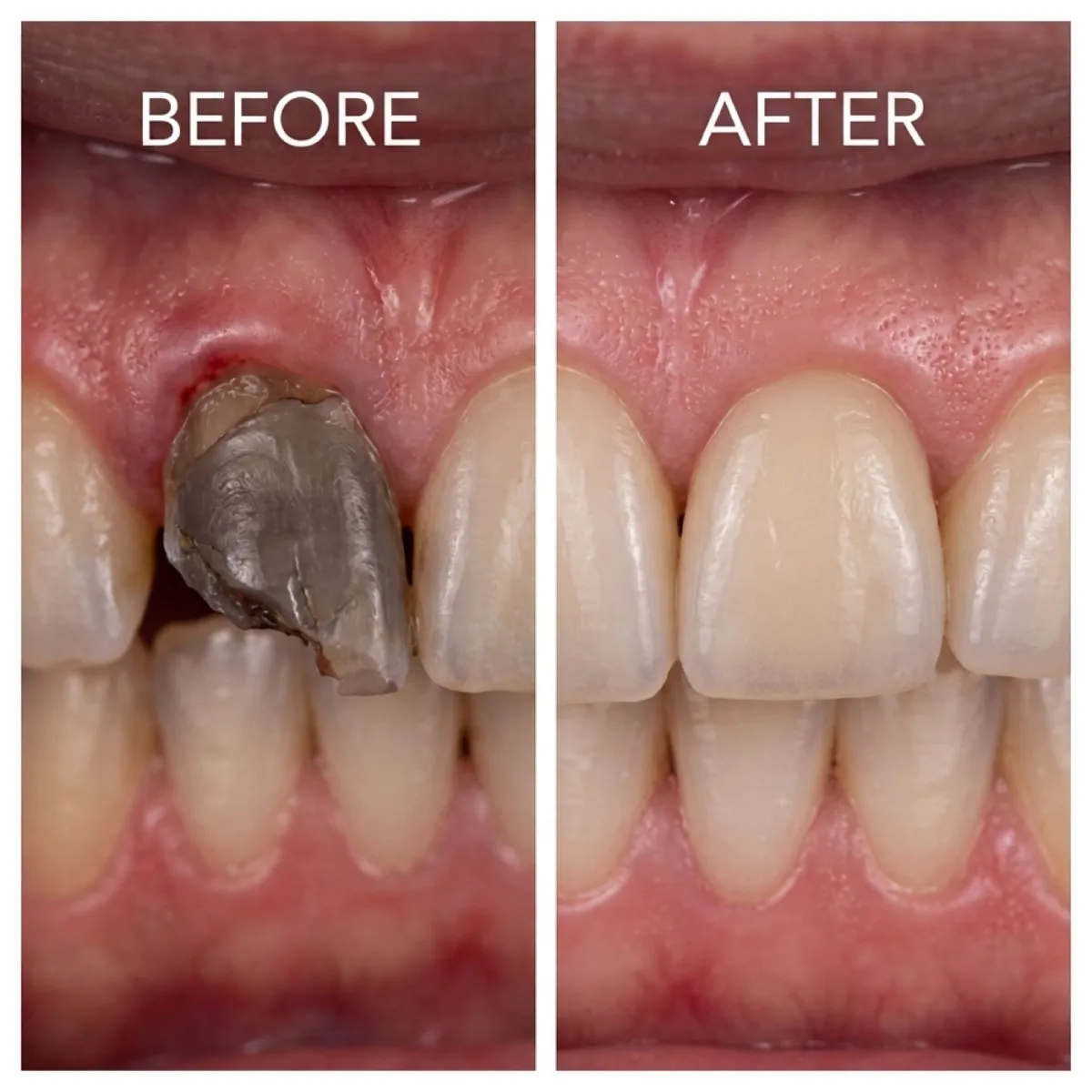 Immediate loading implant case, before and after